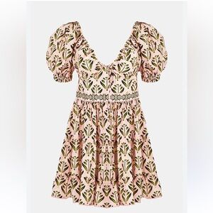 Agua by Agua Bendita Floral Mini Dress in Pink and Green